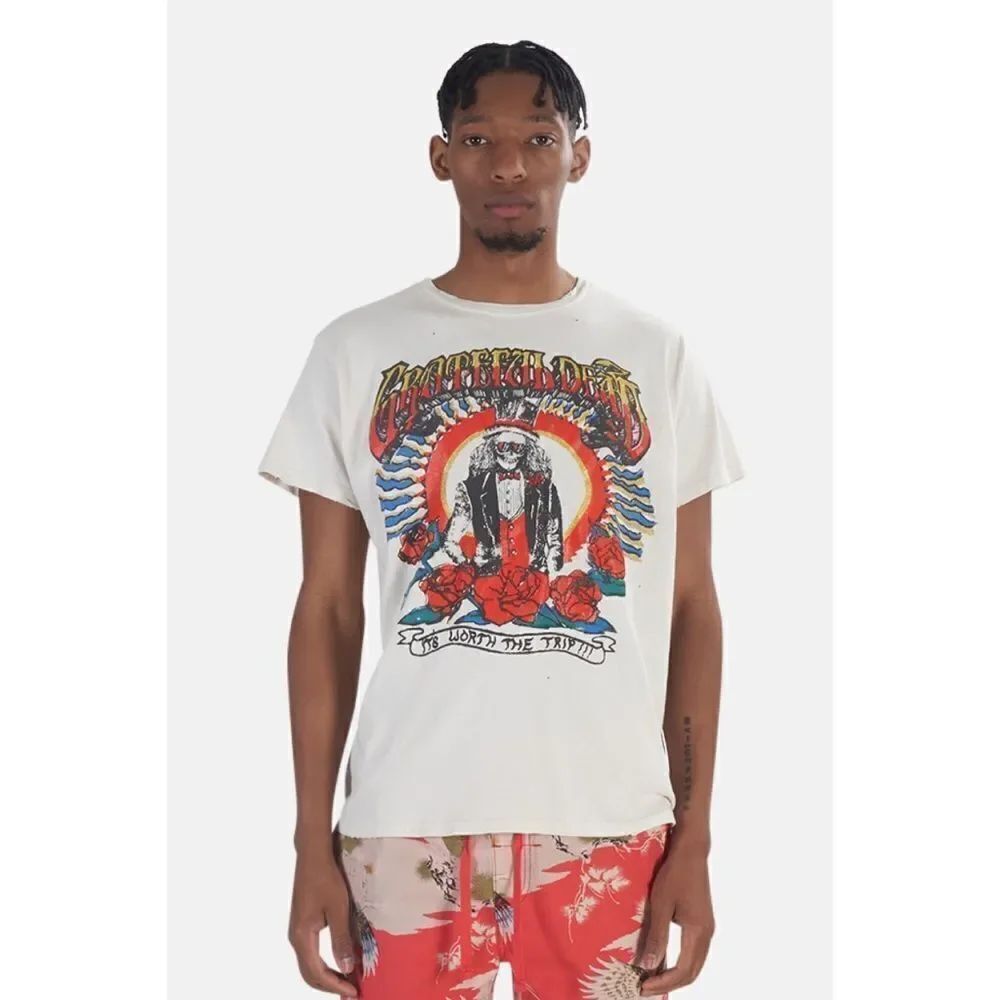 MADEWORN ROCK GRATEFUL DEAD TRIP GRAPHIC T-SHIRT IN OFF WHITE size M